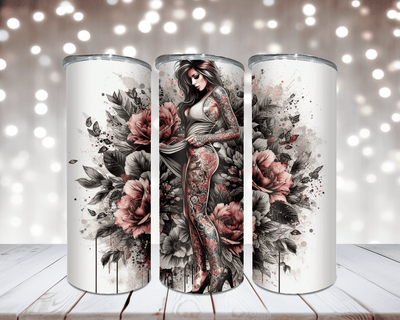 Thermobecher „Woman tätowiert und Rosen