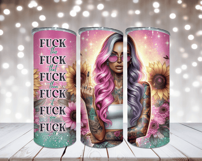 Thermobecher Woman Mittelfinger, Sonnenblumen und Spruch Fuck this