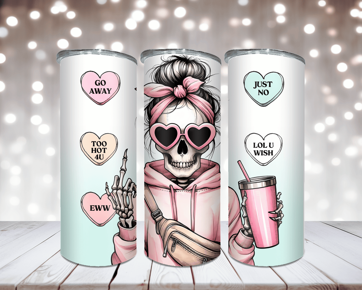 Thermobecher „Woman Skull mit Mittelfinger“
