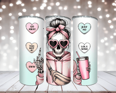 Thermobecher „Woman Skull mit Mittelfinger“