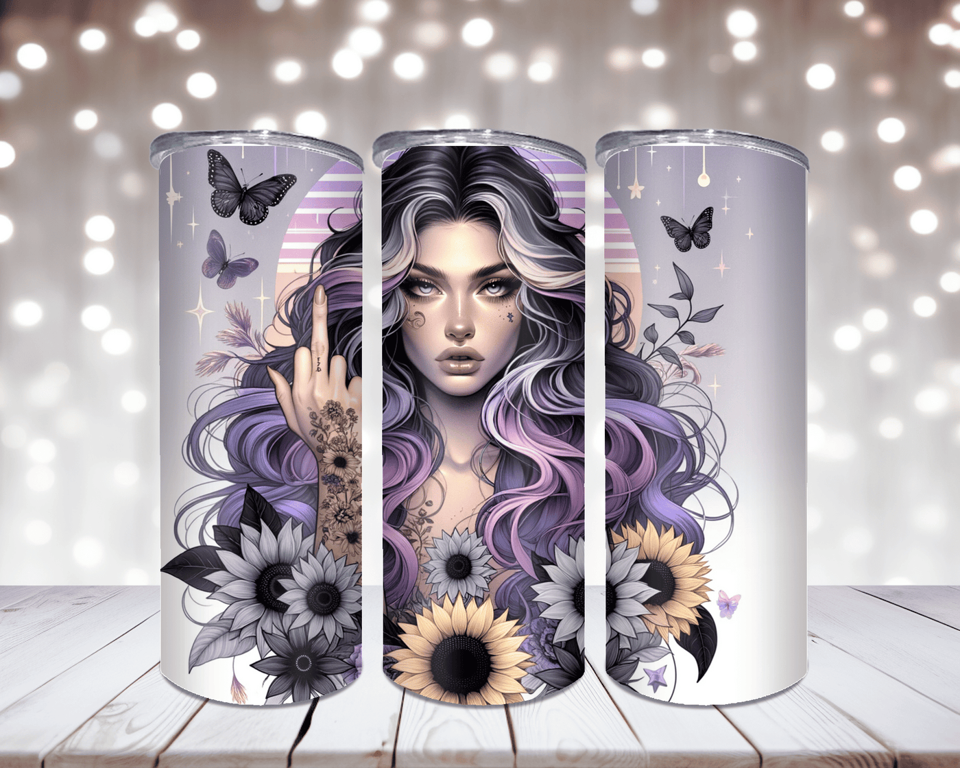 Thermobecher „Woman mit Sonnenblume Gelb“