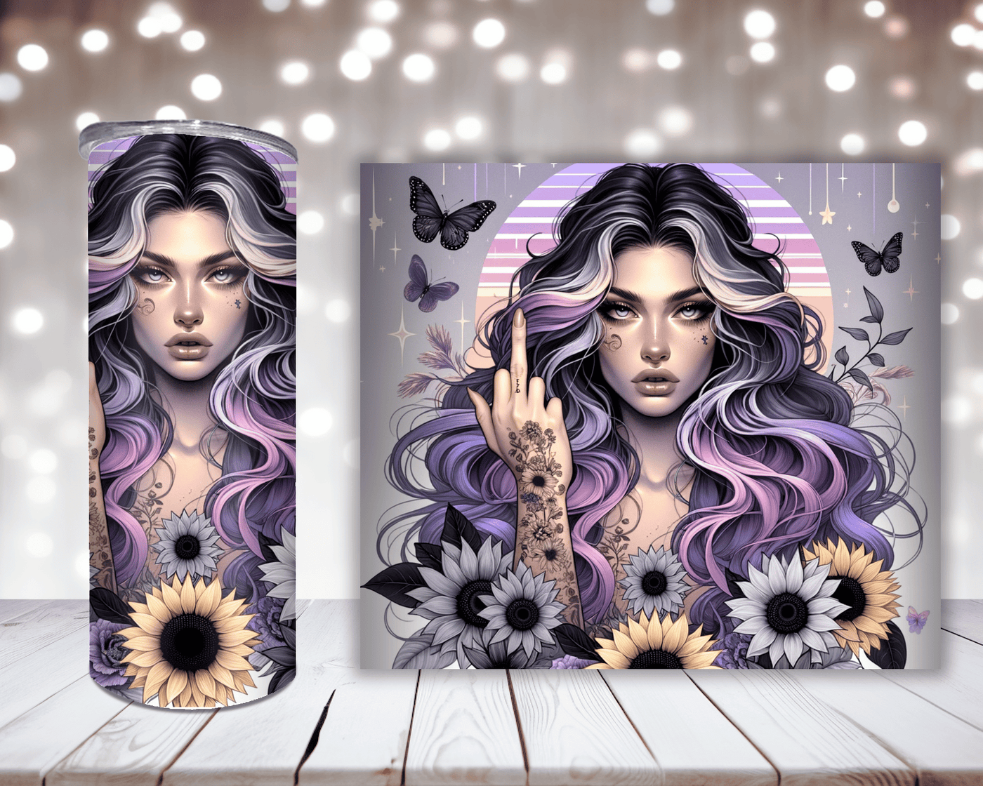 Thermobecher „Woman mit Sonnenblume Gelb“