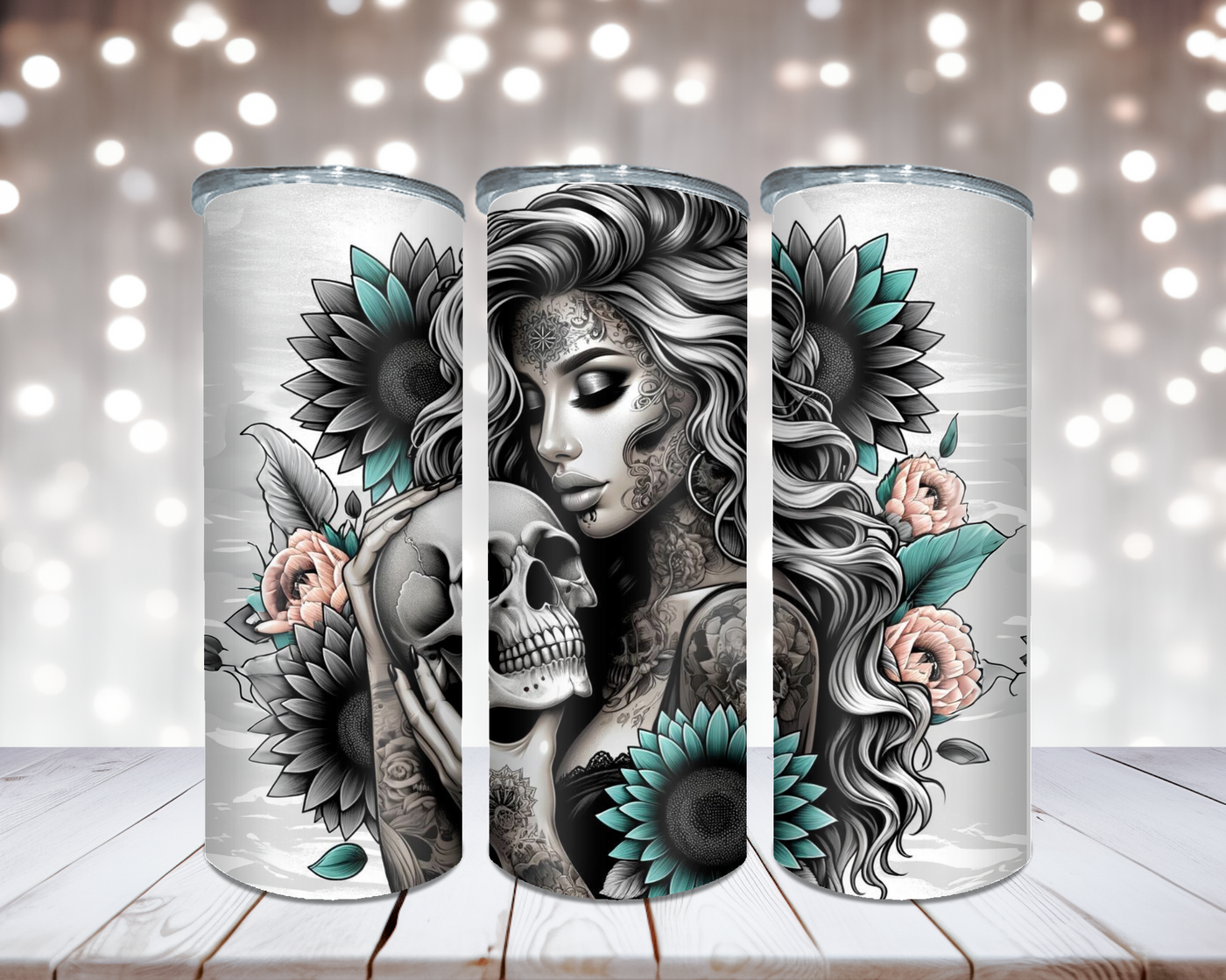 Thermobecher „Woman mit Totenkopf“