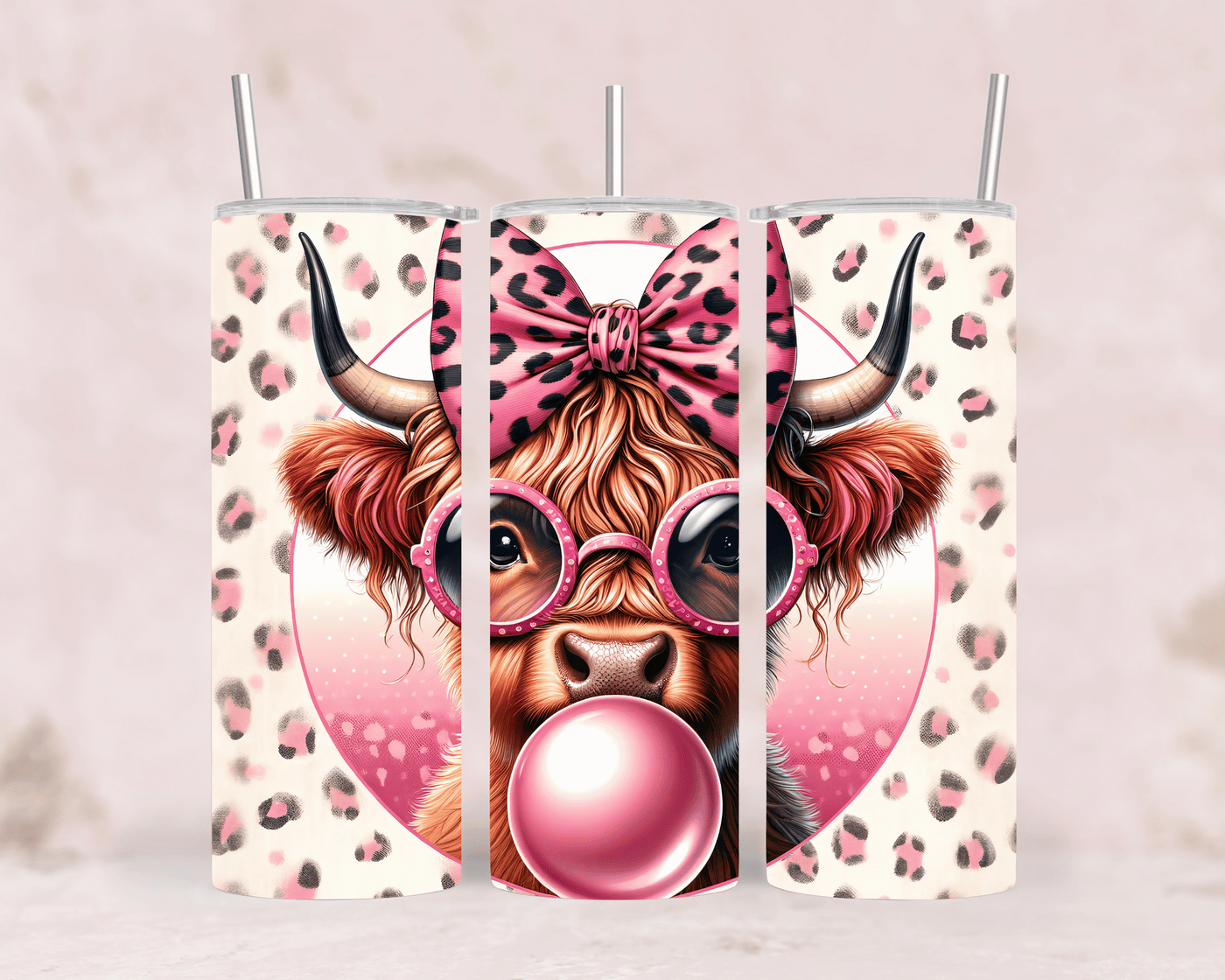 Thermobecher Bubblegum Kuh  Lustiger Edelstahl Tumbler (570 ml)