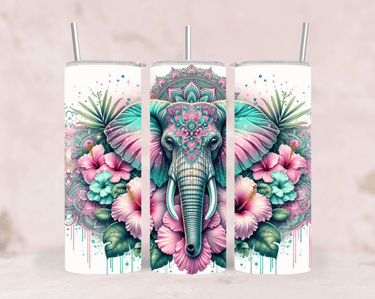 Thermobecher Elefant & Mandala Edelstahl Tumbler (570 ml)