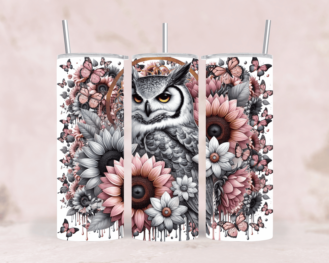 Thermobecher Eule & Mandala Edelstahl Tumbler (570 ml)