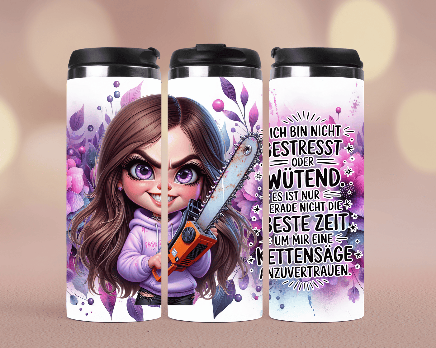Thermobecher Freches Mädchen mit frechem Spruch (Edelstahl, 340 ml)