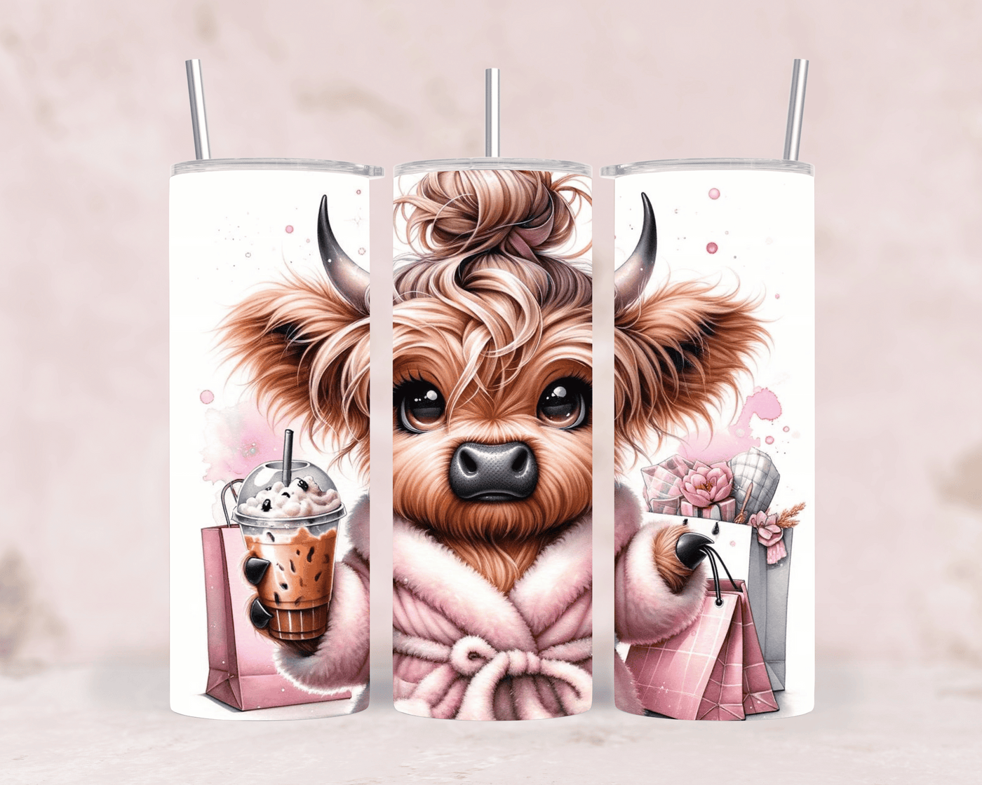 Thermobecher Highland Cow am Morgen Edelstahl-Tumbler (570 ml)