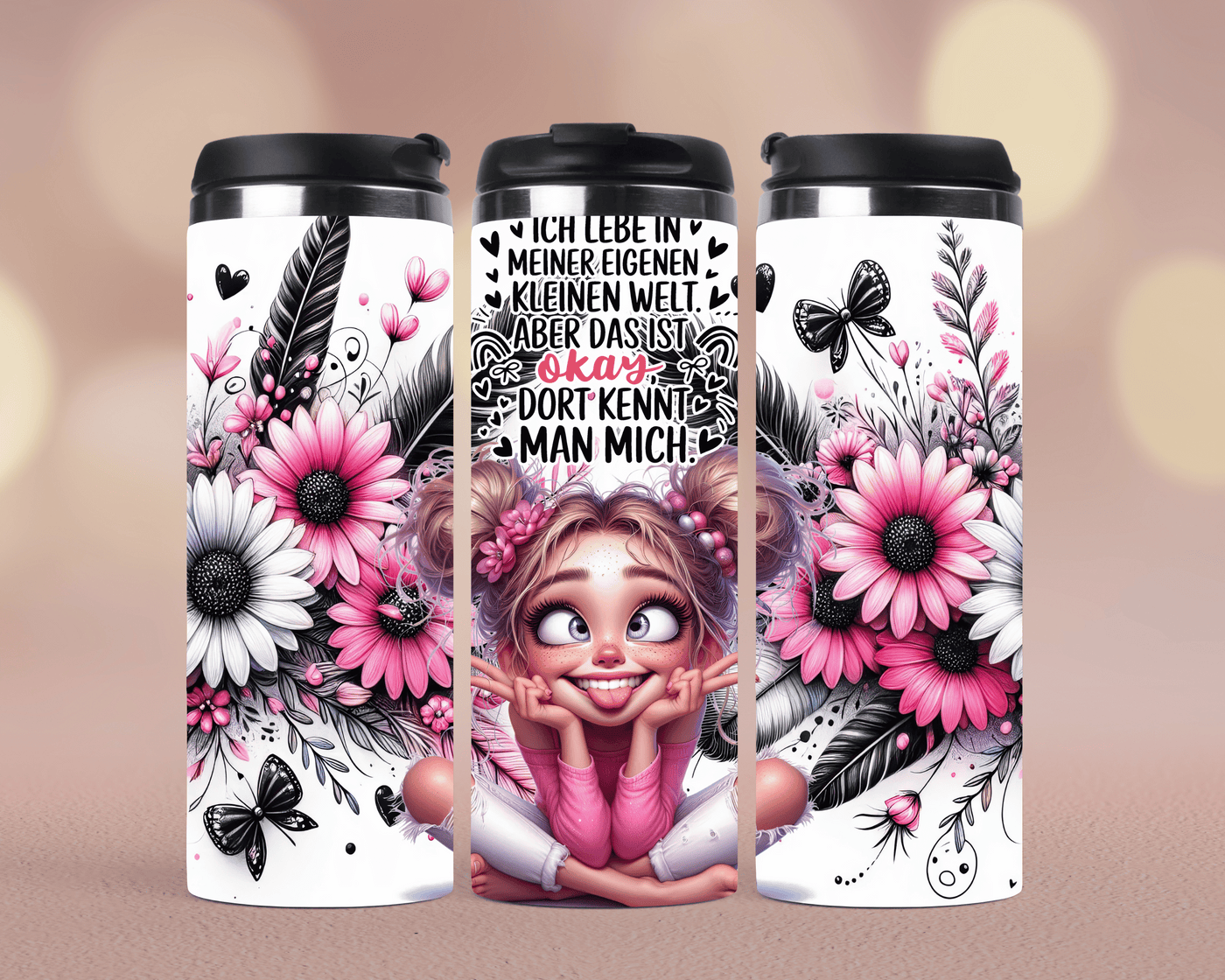 Thermobecher Süßes Mädchen mit lustigem Spruch (Edelstahl, 340 ml)