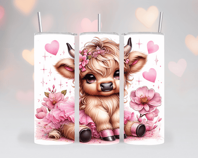 Thermobecher/Tumbler - Princess Cow– Blumen, Herzen & Sterne