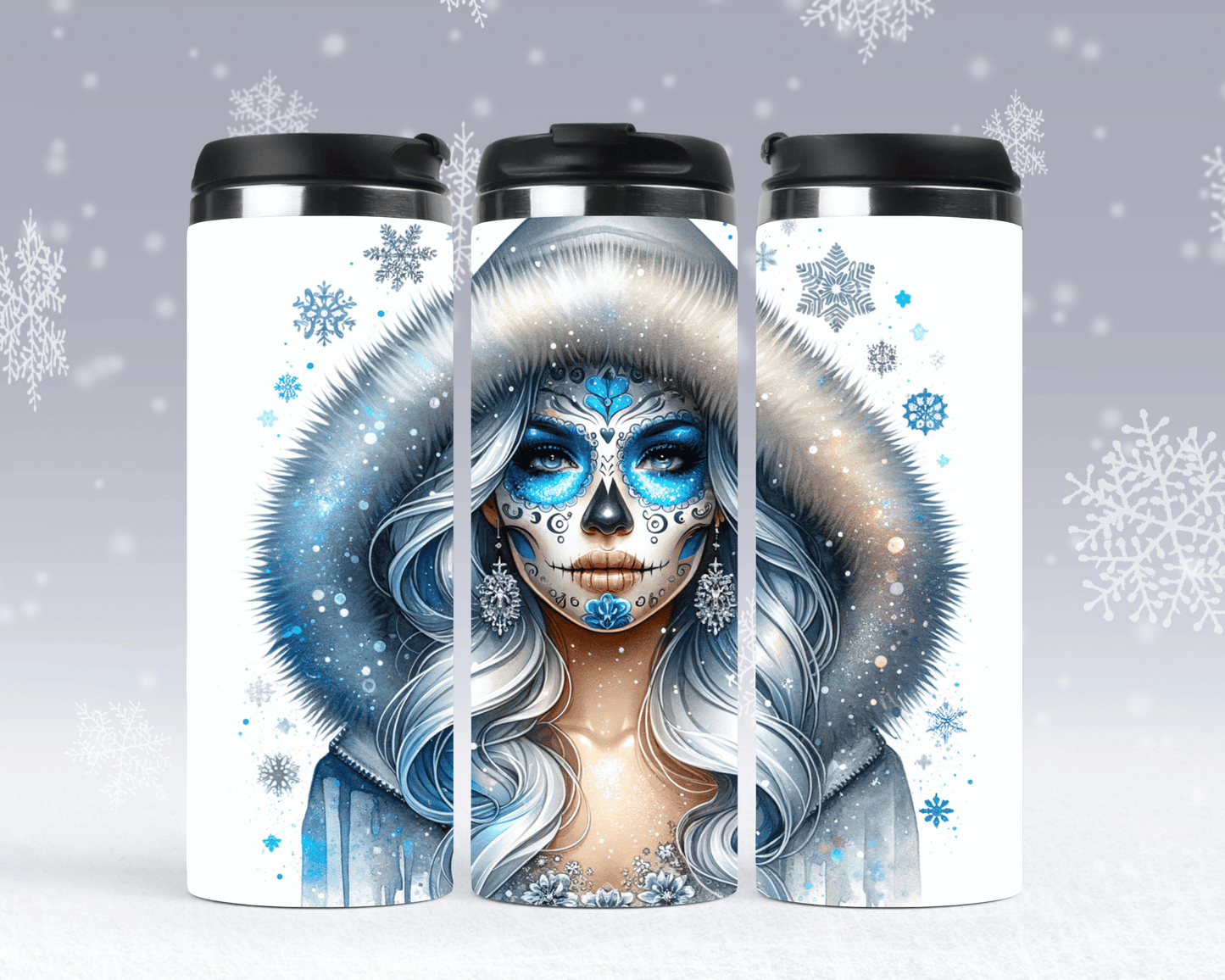 Thermobecher/Tumbler -Winter Sugar Skull Girl