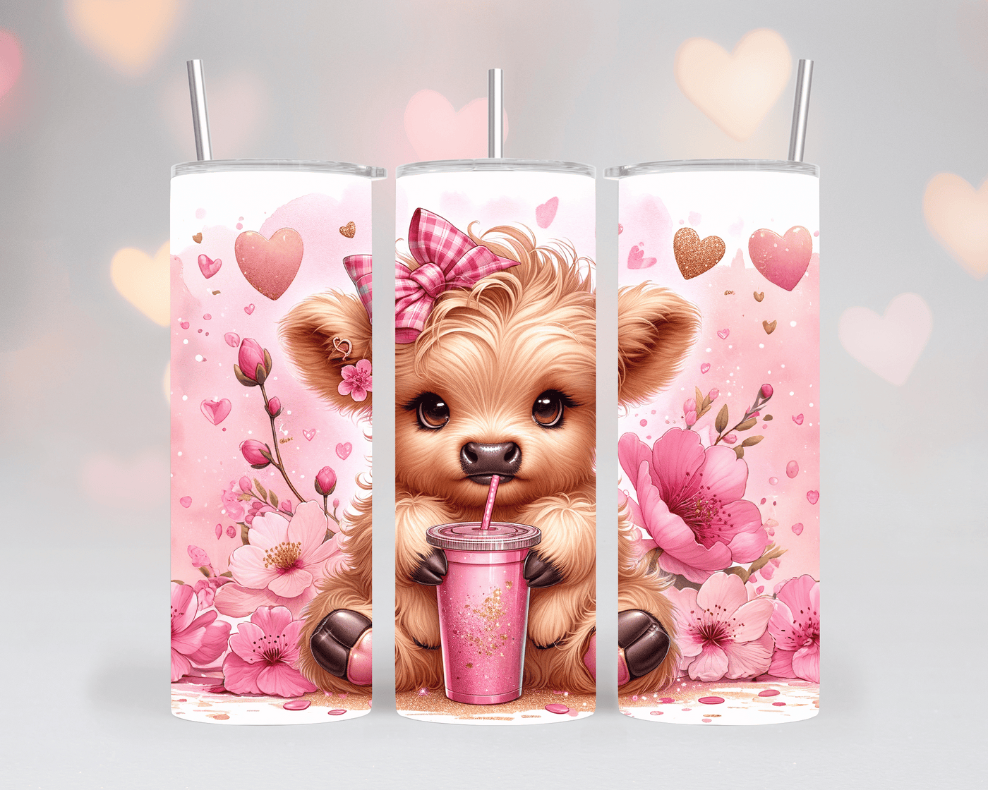 Thermobecher/Tumbler Cute Pink – Rosen & Herzen