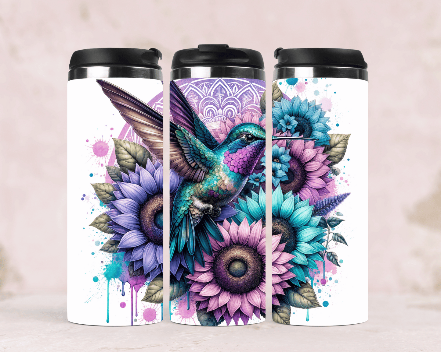 Thermobecher/Tumbler Kolibri & Sonnenblume