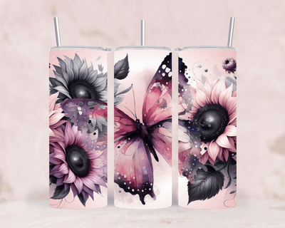 Thermobecher Schmetterling & Sonnenblumen