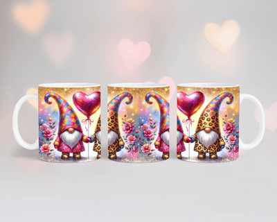 Thermobecher/Tumbler/Tasse 2 Valentine Gnome mit Herzluftballon & Blumen
