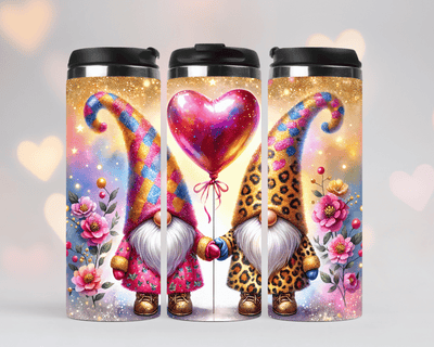 Thermobecher/Tumbler/Tasse 2 Valentine Gnome mit Herzluftballon & Blumen