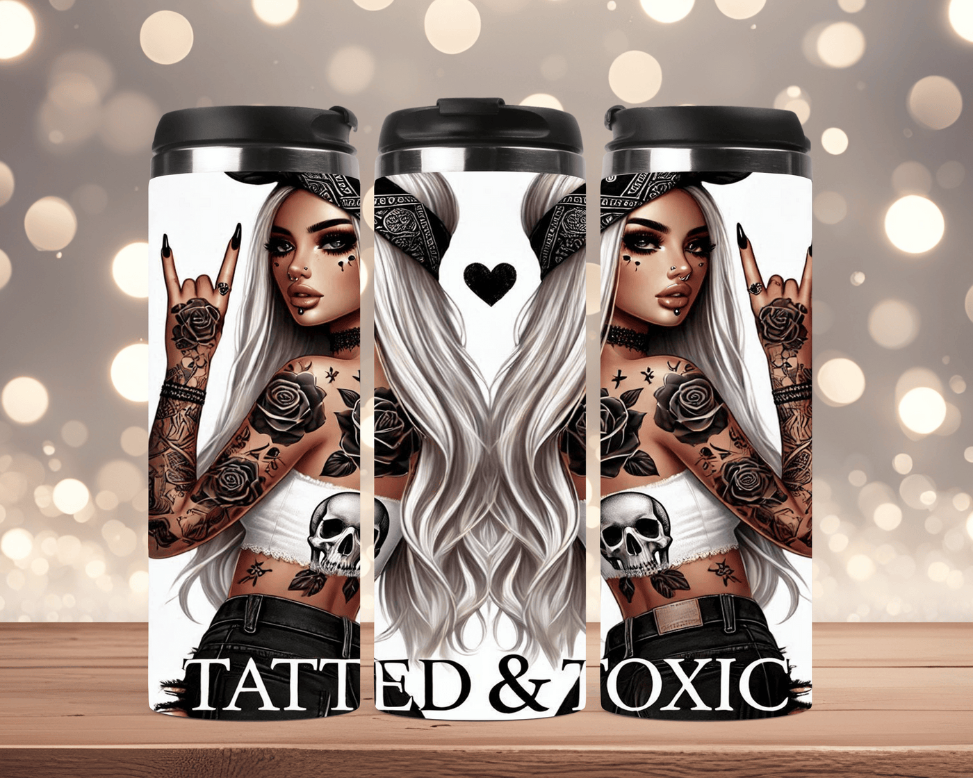 Edelstahlbecher „Tatted & Toxic“ Frech, wild & tätowiert