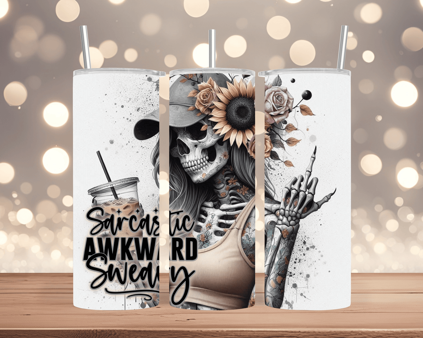 Thermobecher Totenkopf, Mittelfinger, Blumen“ Rebellisch & Stilvoll