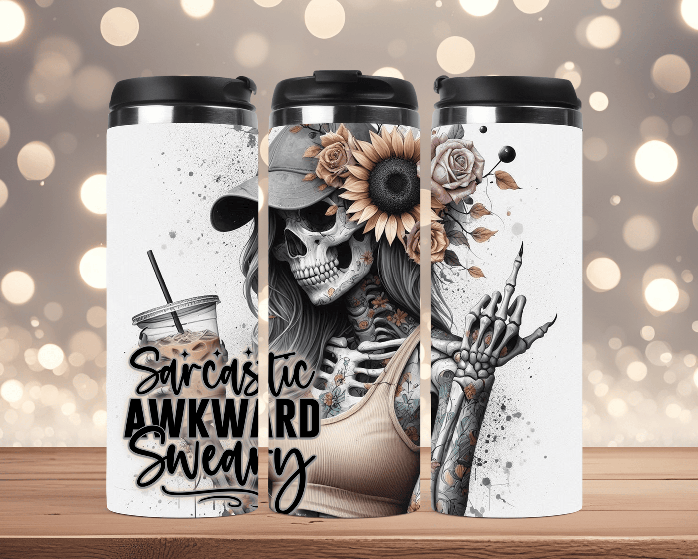 Edelstahlbecher Totenkopf, Mittelfinger, Blumen“  Rebellisch & Stilvoll