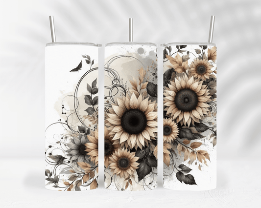 Thermobecher / Tumbler mit Sonnenblumen-Motiv