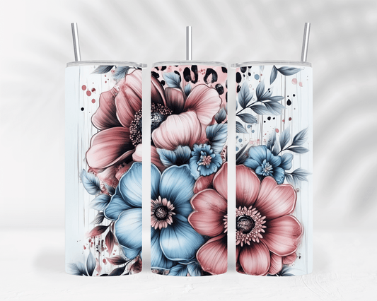 Thermobecher / Tumbler mit abstraktem Blumen-Motiv