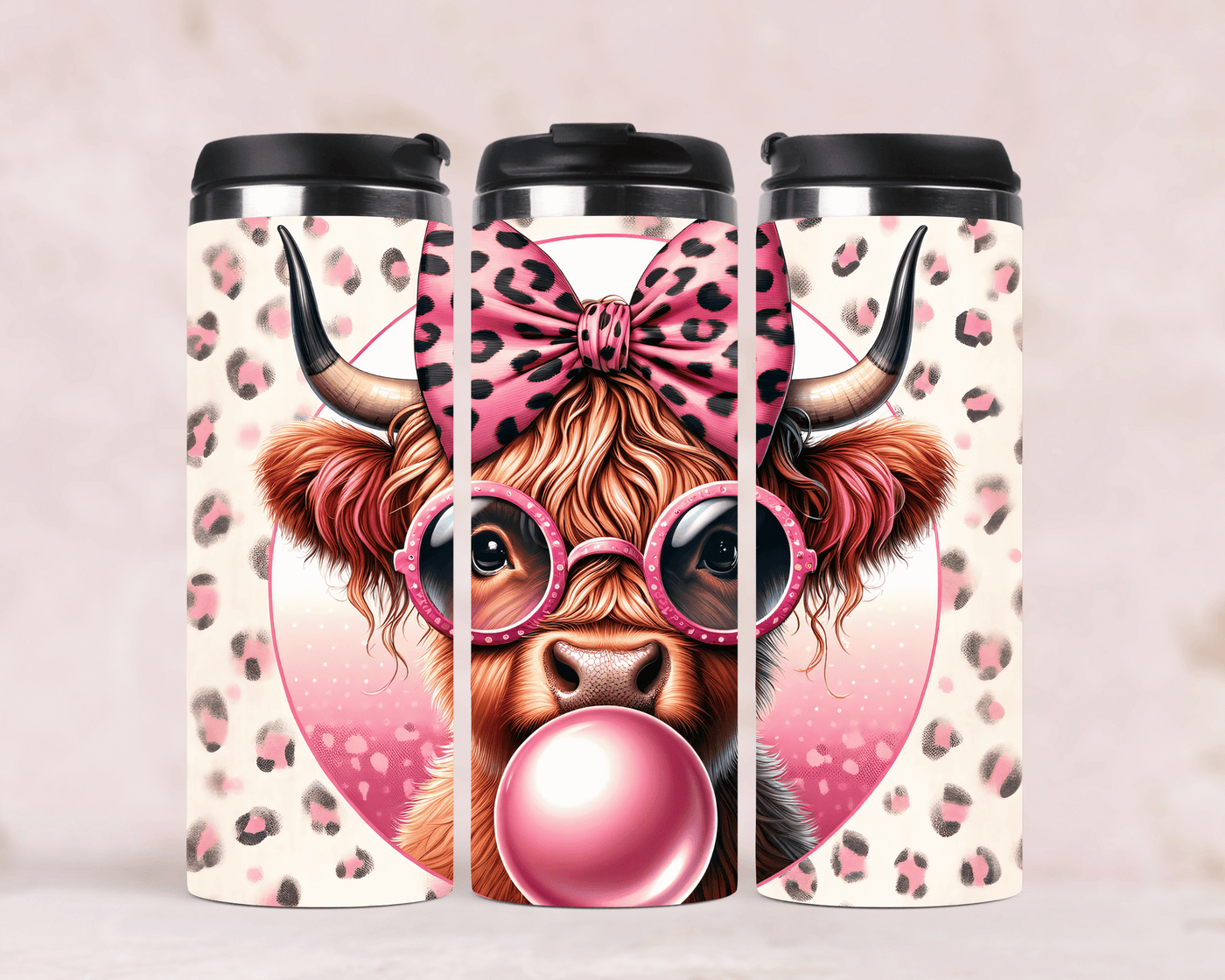 Thermobecher mit Motiv: Bubblegum Kuh Edelstahlbecher 340 ml