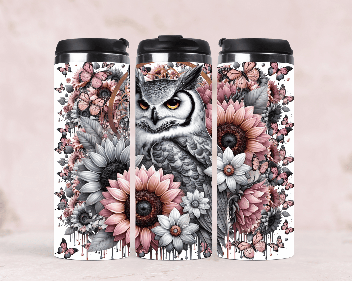 Thermobecher mit Motiv: Eule & Mandala Edelstahlbecher 340 ml