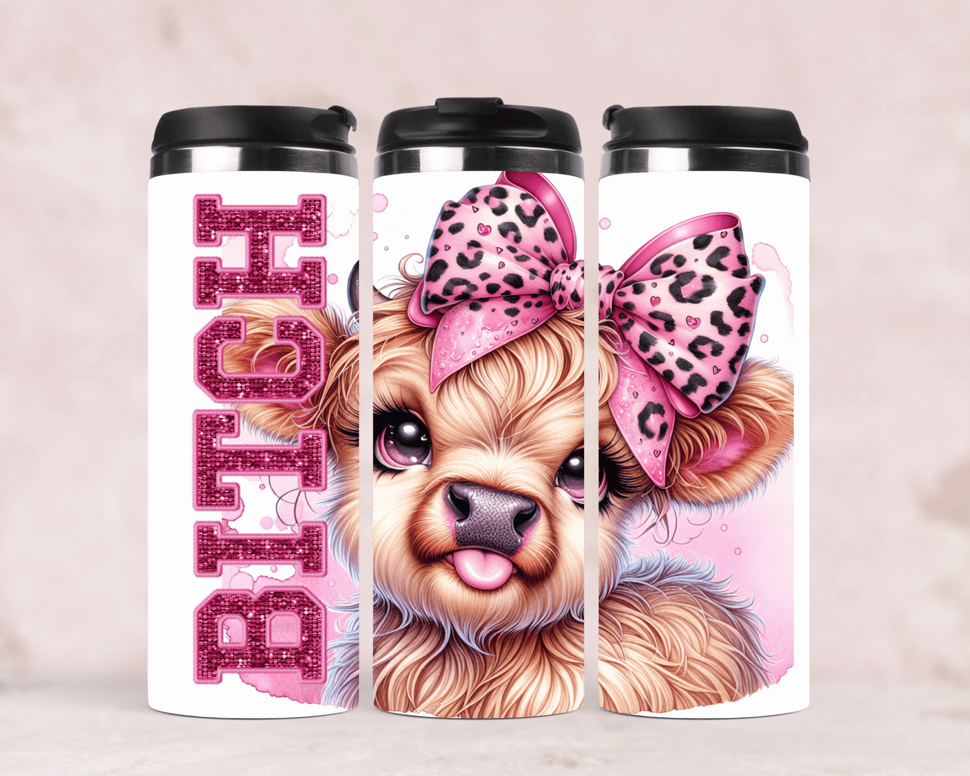 Thermobecher mit Motiv: Funny Highland Cow Bitch Edelstahlbecher 340 ml