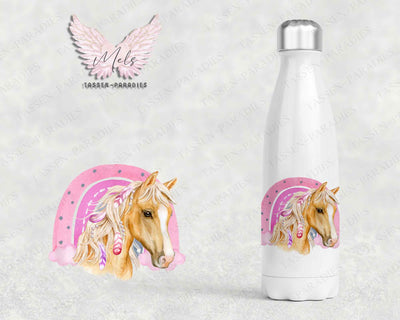 Pferd 2 - Personalisierte Kinder-Thermoflasche weiß mit und ohne Name