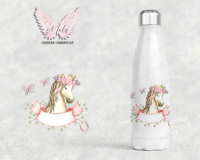 Pferd 3 - Personalisierte Kinder-Thermoflasche weiß mit und ohne Name