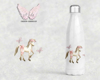 Pferd 4 - Personalisierte Kinder-Thermoflasche weiß mit und ohne Name