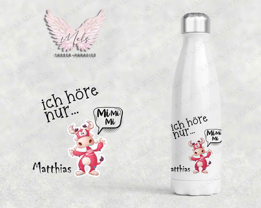 Ich höre nur... - Personalisierte Thermoflasche weiß mit und ohne Name