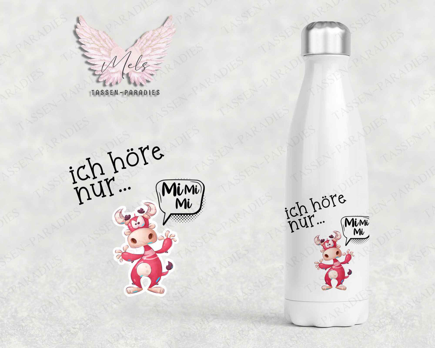 Ich höre nur... - Personalisierte Thermoflasche weiß mit und ohne Name