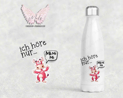Ich höre nur... - Personalisierte Thermoflasche weiß mit und ohne Name