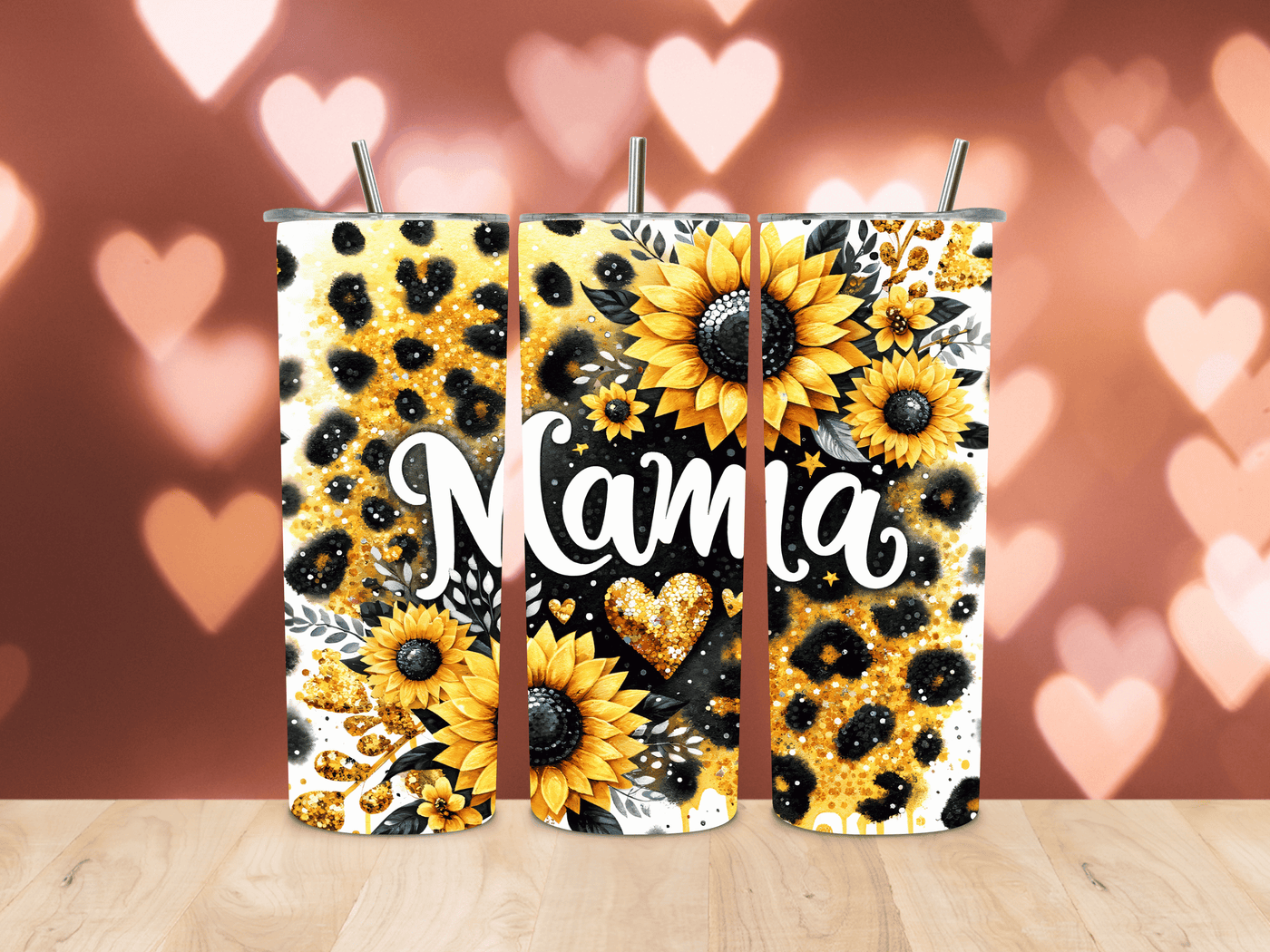 Thermobecher  Mama ,Sonnenblume und Herzen 4