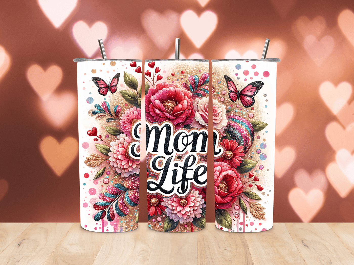 Thermobecher Schmetterlinge und Mom Life