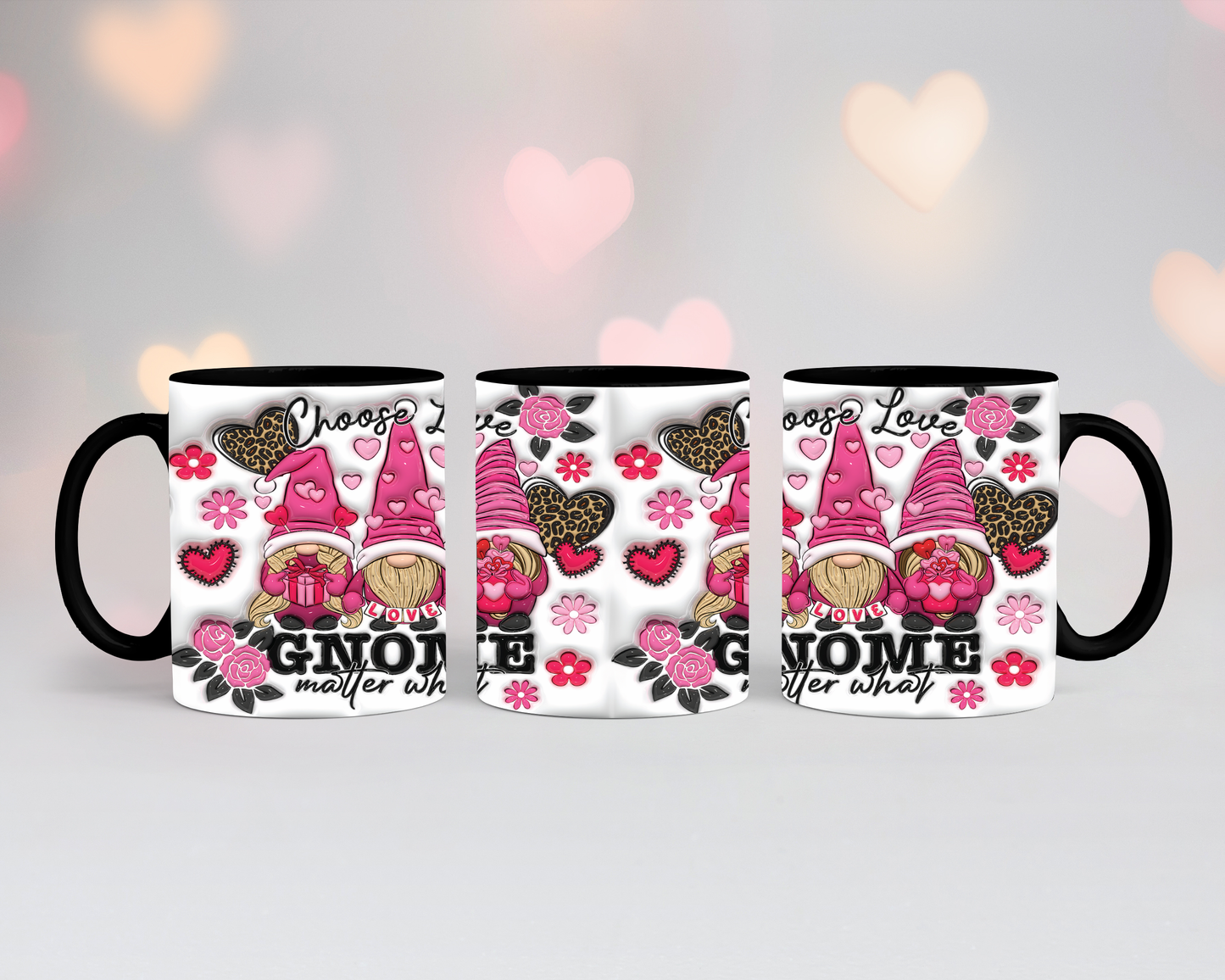 Valentinstags Tasse 3 Wichtel Pink 3D Look,