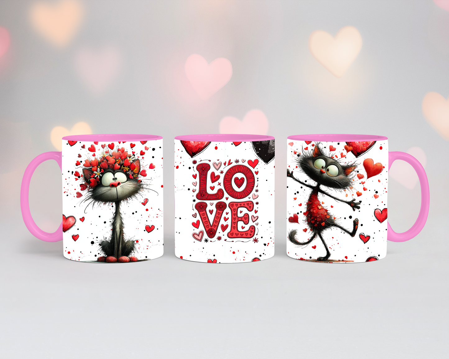 Valentinstags Tasse Schwarze Katze Love