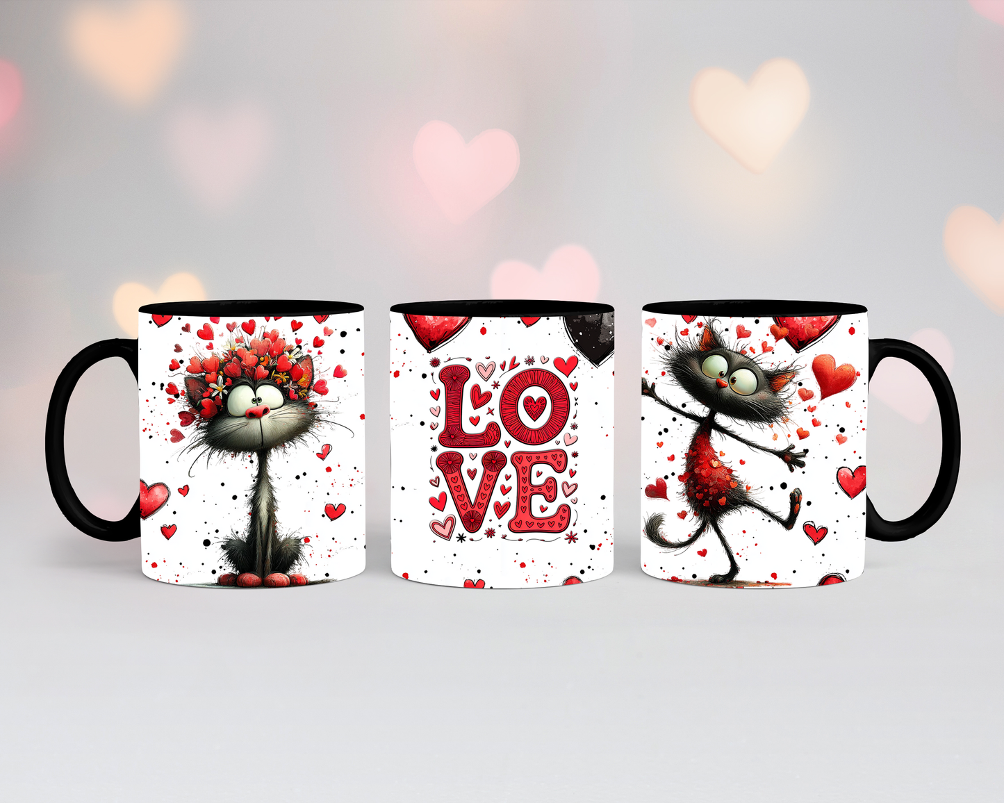Valentinstags Tasse Schwarze Katze Love