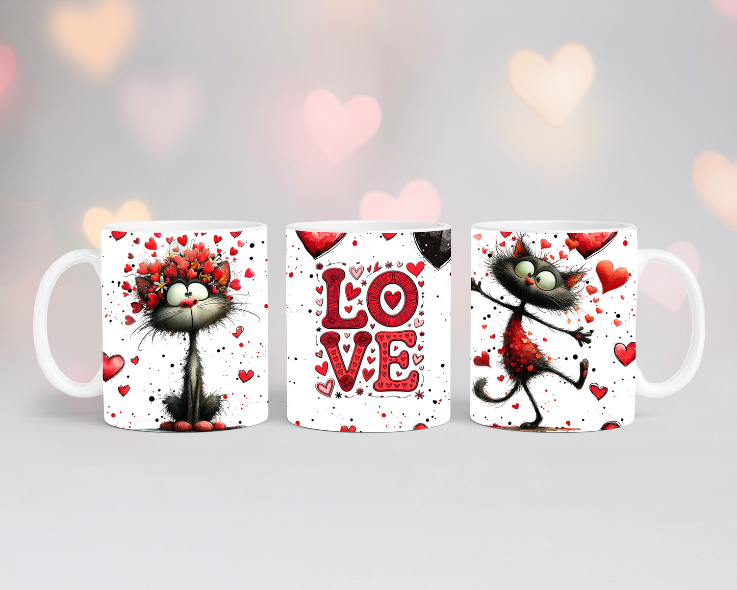 Valentinstags Tasse Schwarze Katze Love