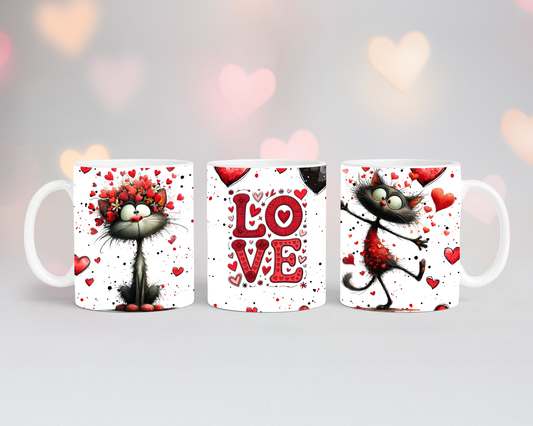 Valentinstags Tasse Schwarze Katze Love