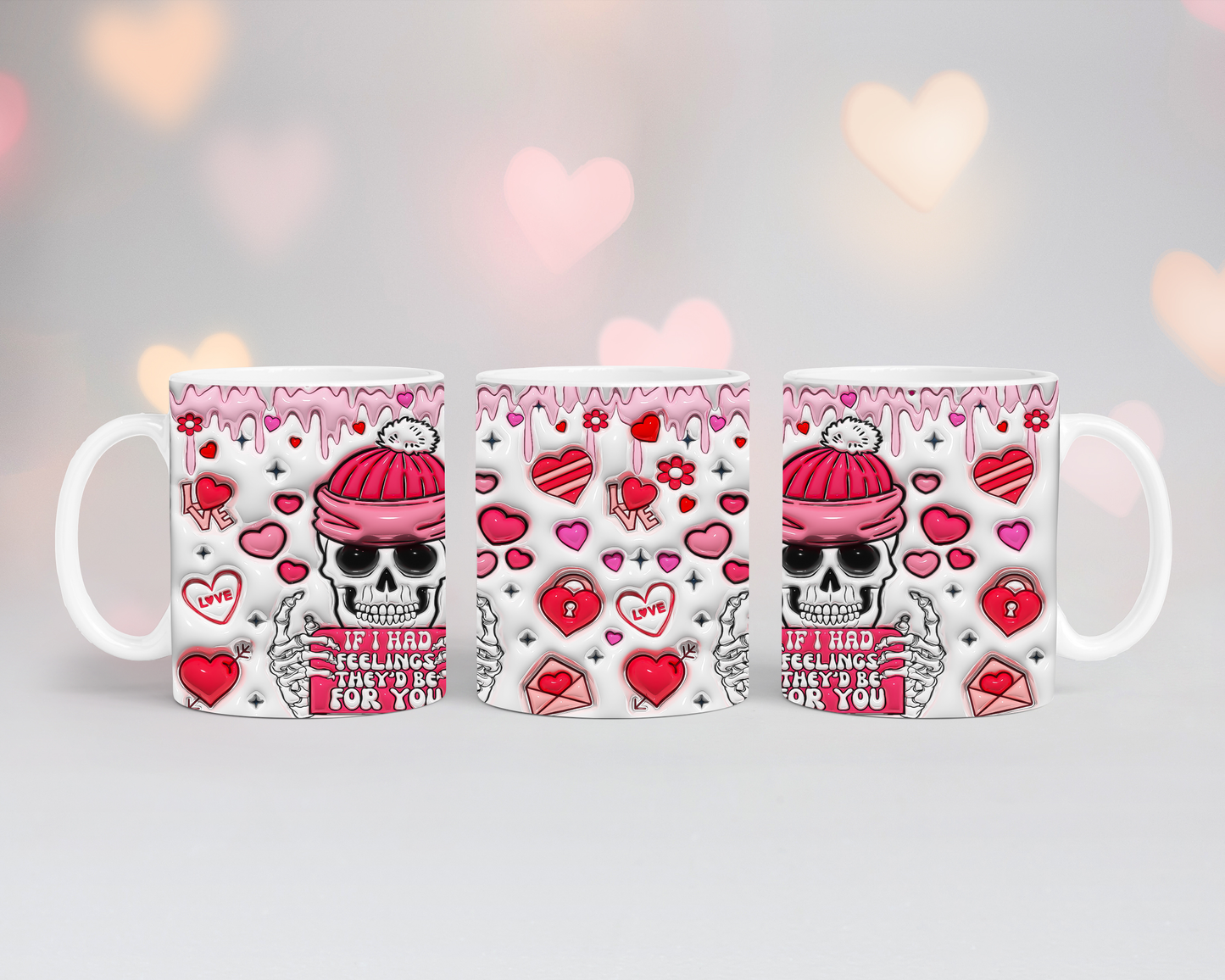Valentinstags Tasse Skull Feeling 3D Look