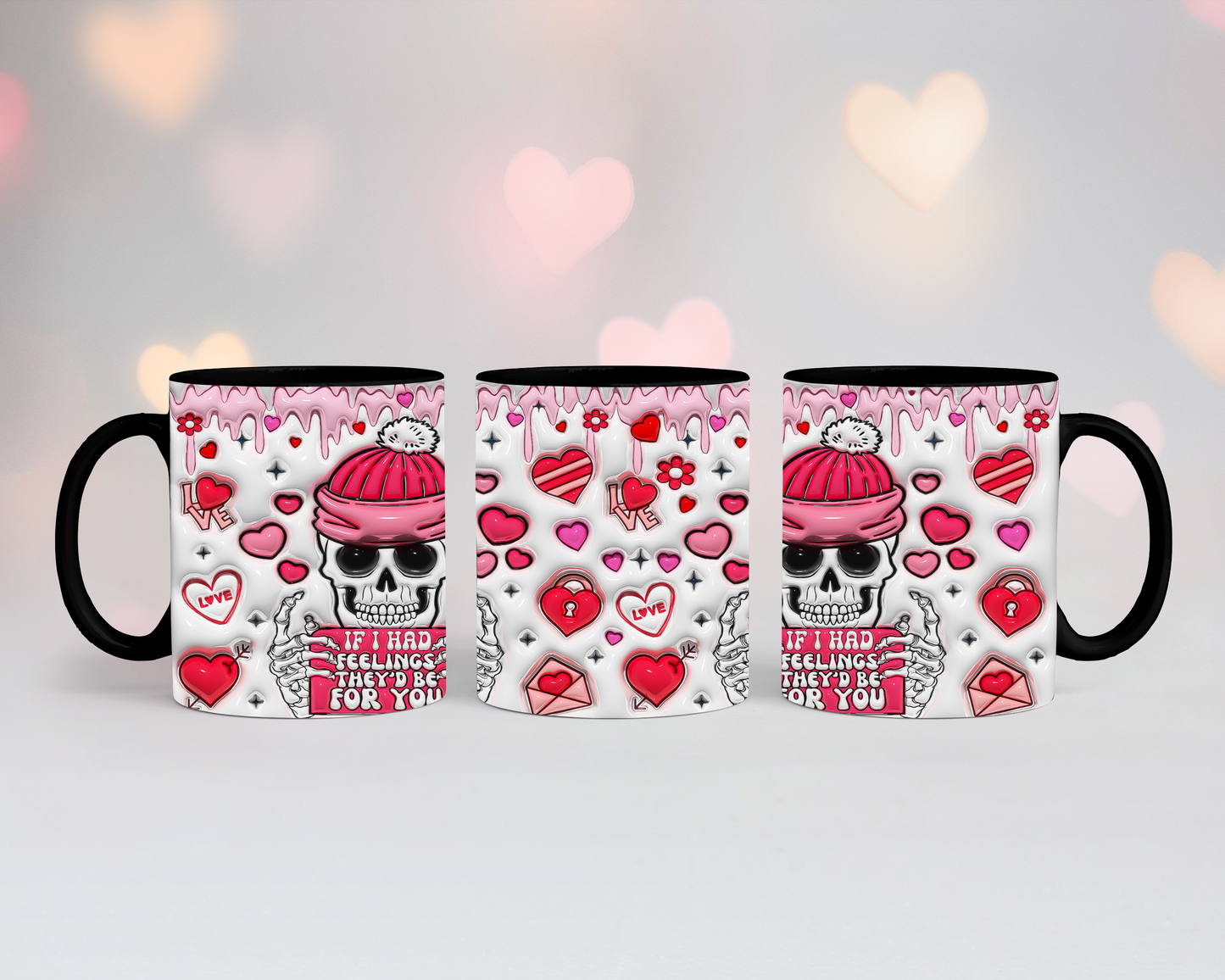 Valentinstags Tasse Skull Feeling 3D Look