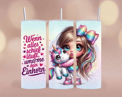 Thermobecher/Tumbler 570ml Wenn alles schief läuft, umarme dein Einhorn Magisch & tröstend