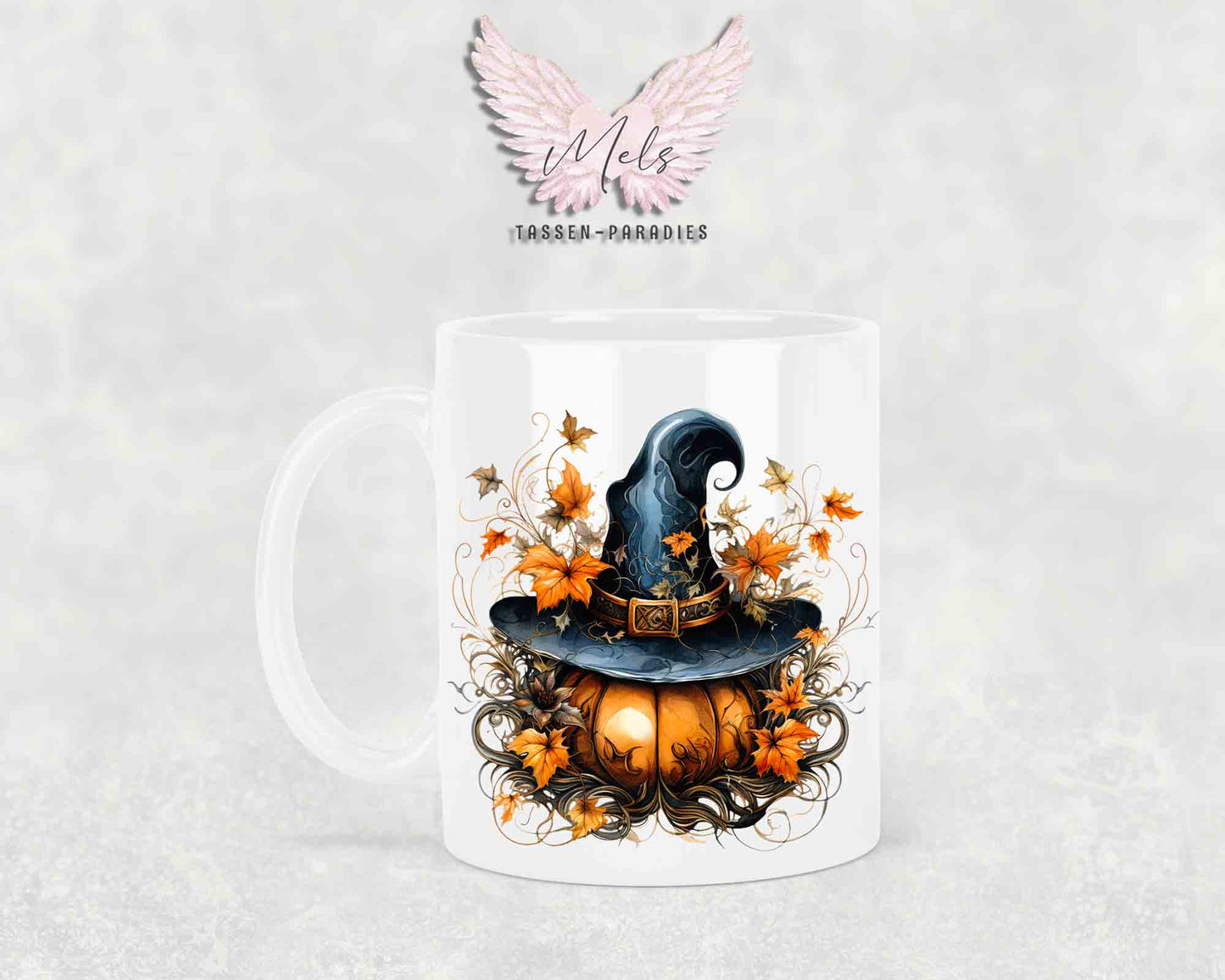 Halloween-Alphabet mit Name - Personalisierte Keramik-Tasse Weiß