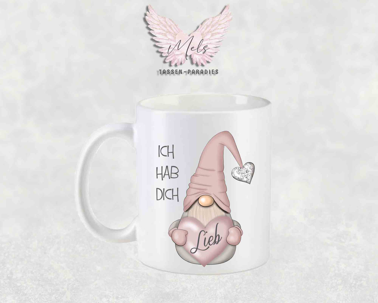 Ich hab dich lieb - mit Wichtel-Bild - Tasse