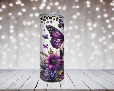 Thermobecher Mama mit Purple Blumen und Schmetterlingen