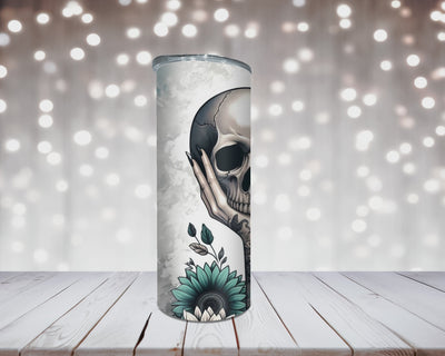 Thermobecher „Woman mit Totenkopf Türkis“