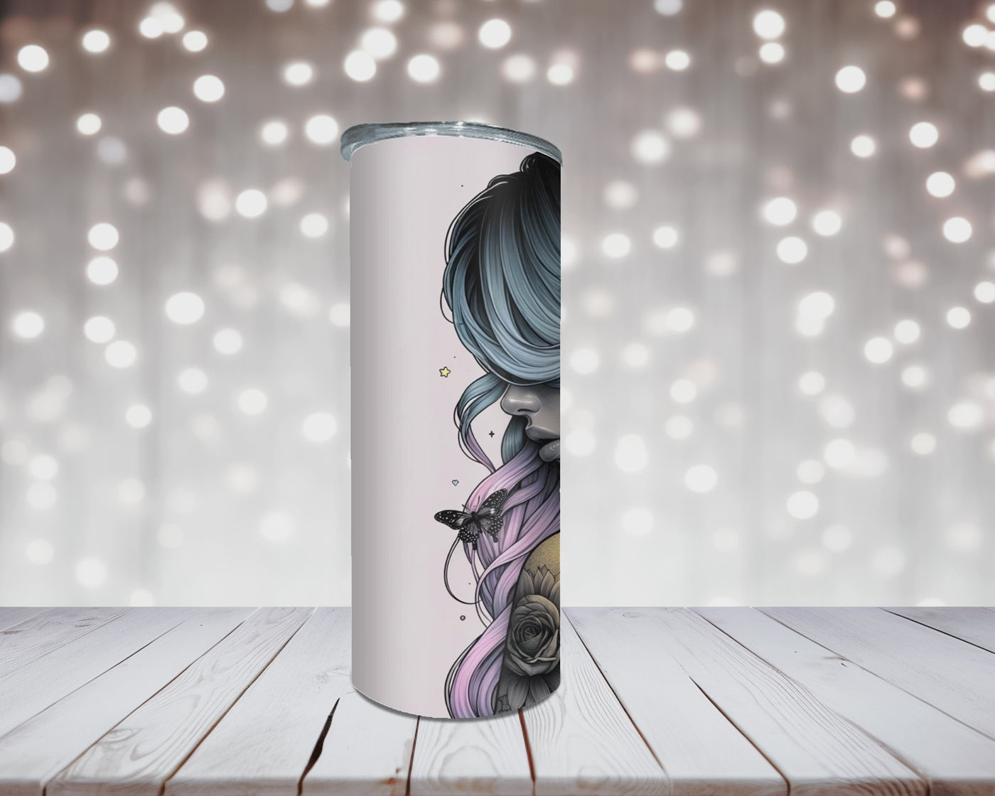 Thermobecher „Woman mit Sonnenblumen Gelb“