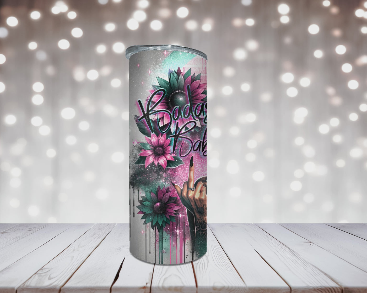Thermobecher „Woman Mittelfinger, Spruch Badass Babe“
